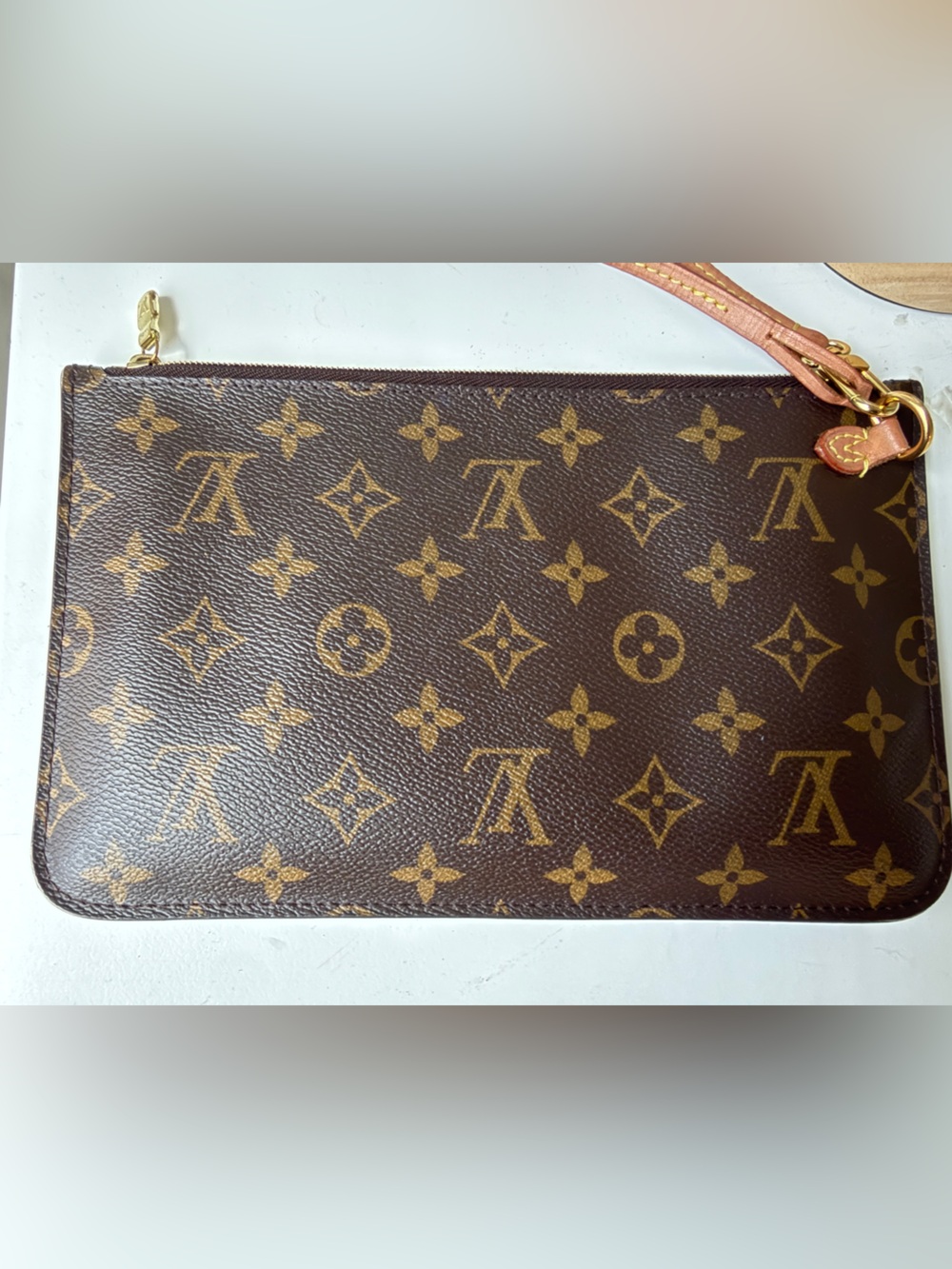 Louis Vuitton Beige & Brown Striped Interior Pouch